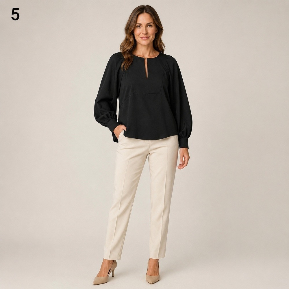 J. Crew Career Minimalist Capsule Blouse Womens Small Black Polyester‎